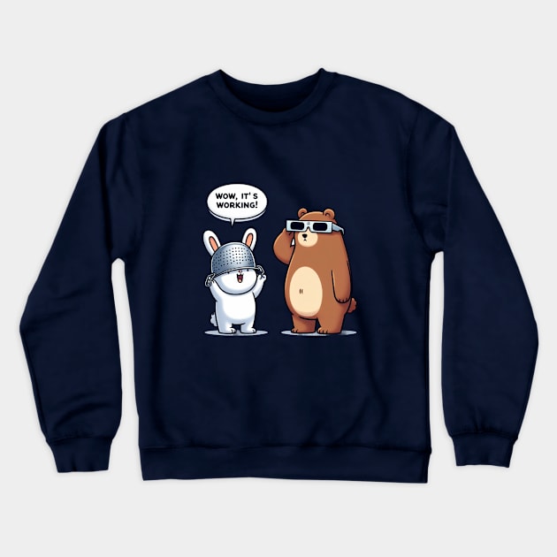 Bear And Bunny Crewneck Sweatshirt by BukovskyART